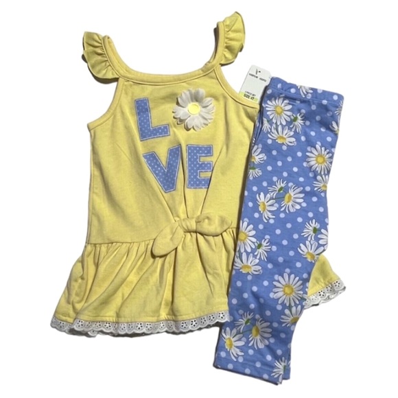 NEW! Kids Headquarters daisy Love 2 piece outfit 4T - Picture 1 of 5